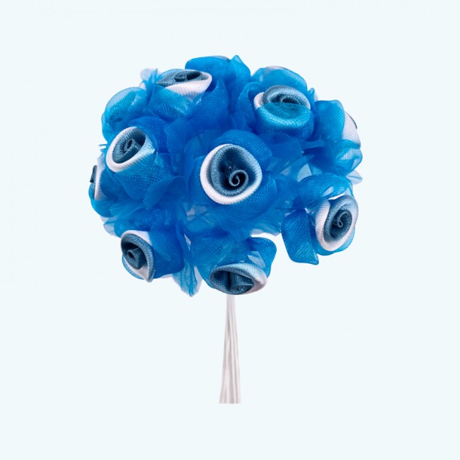 2.5" Diameter Stain Organza Flower 12X12 | Royal Blue